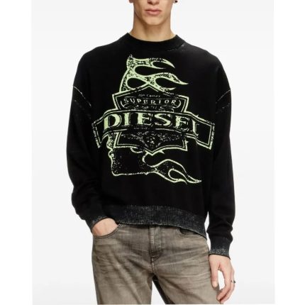 Black Hellstar x Diesel K-Belez Reverse Print Logo Jumper