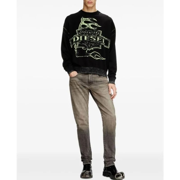 Black Hellstar x Diesel K-Belez Reverse Print Logo Jumper