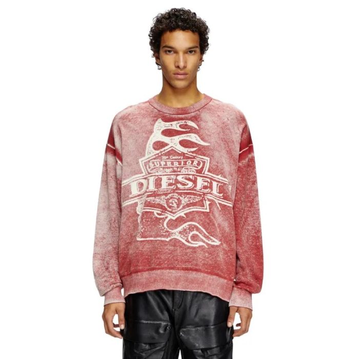 Red Hellstar x Diesel K-Belez Reverse Print Logo Jumper