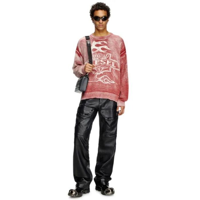 Red Hellstar x Diesel K-Belez Reverse Print Logo Jumper